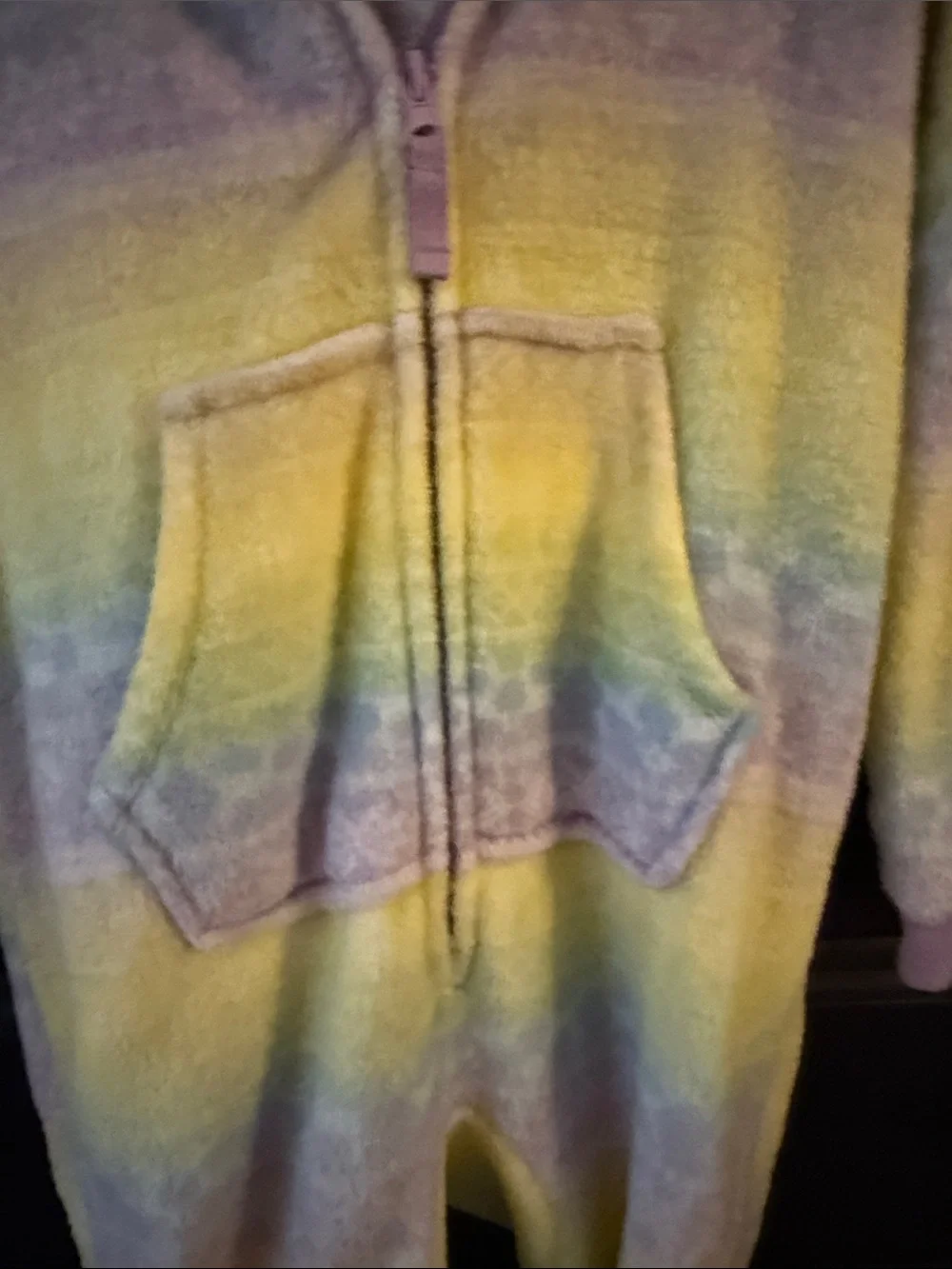 art class Pastel Yellow Lavender Light Blue Striped Plush Kids Footie Hoodie